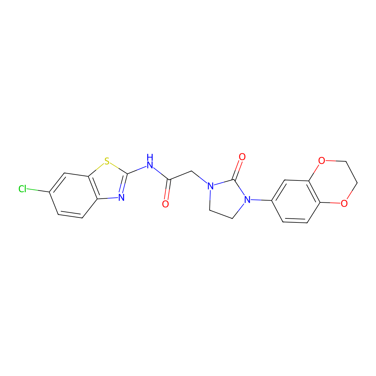N-(6-chlorobenzo[d]thiazol-2-yl)-2-(3-(2,3-dihydrobenzo[b][1,4]dioxin-6-yl)-2-oxoimidazolidin-1-yl)acetamide molecular structure, CAS 1286703-98-7