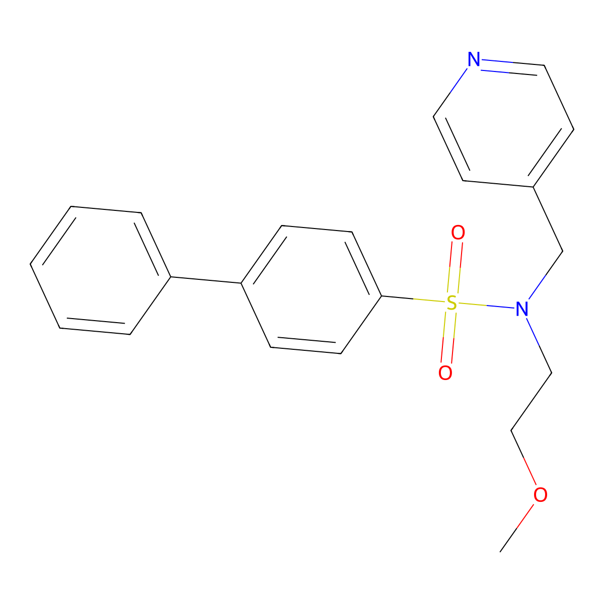 N-(2-methoxyethyl)-N-(pyridin-4-ylmethyl)-[1,1'-biphenyl]-4-sulfonamide molecular structure, CAS 1286704-00-4