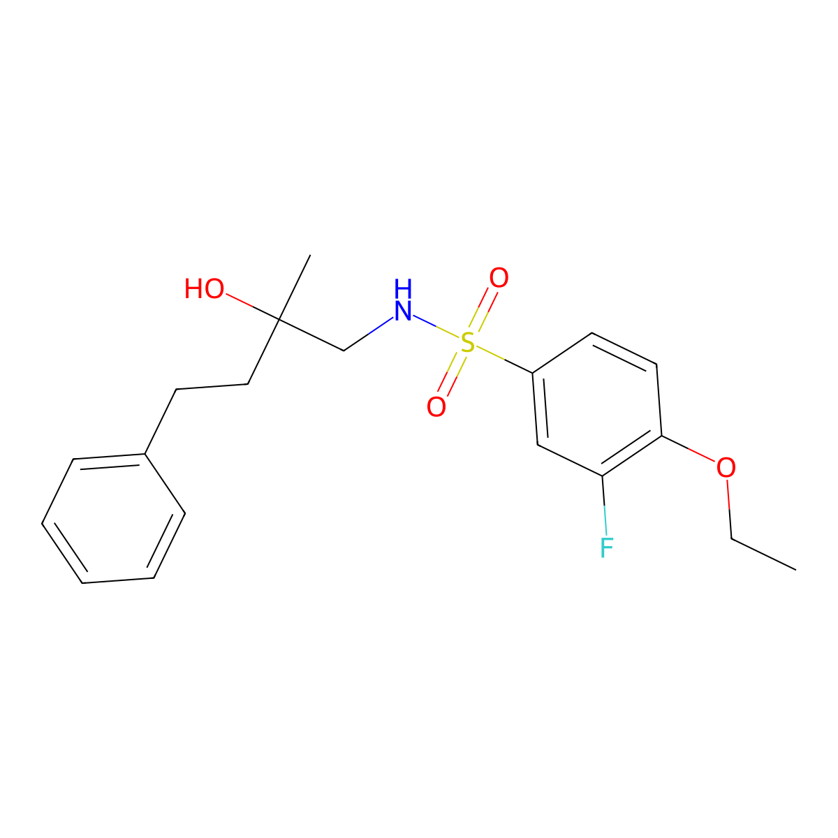 4-ethoxy-3-fluoro-N-(2-hydroxy-2-methyl-4-phenylbutyl)benzenesulfonamide molecular structure, CAS 1286704-01-5