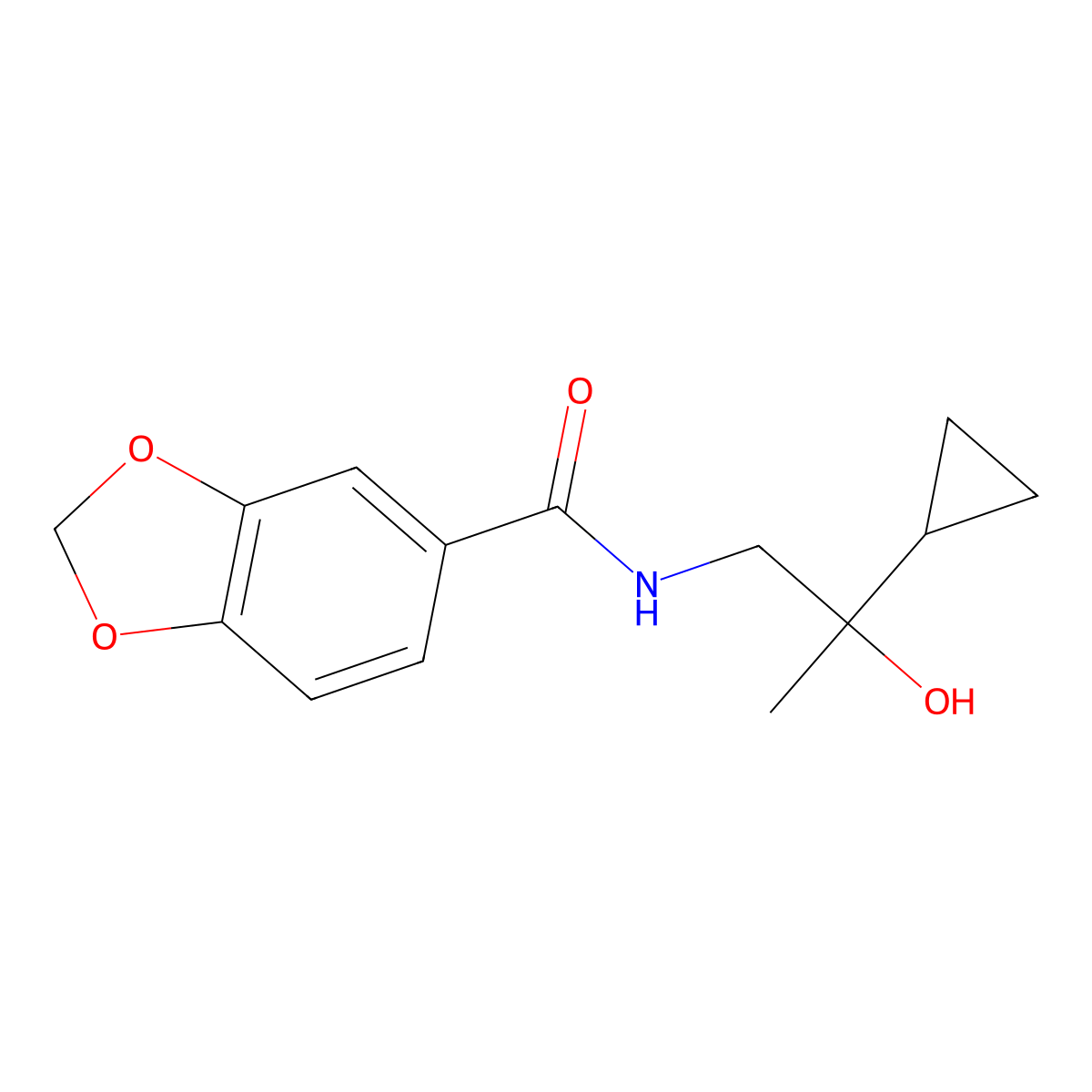 N-(2-cyclopropyl-2-hydroxypropyl)benzo[d][1,3]dioxole-5-carboxamide molecular structure, CAS 1286704-04-8