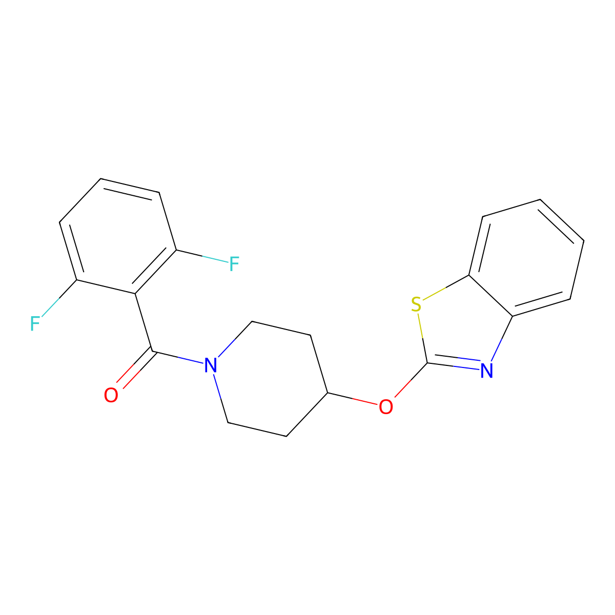 (4-(Benzo[d]thiazol-2-yloxy)piperidin-1-yl)(2,6-difluorophenyl)methanone molecular structure, CAS 1286704-10-6