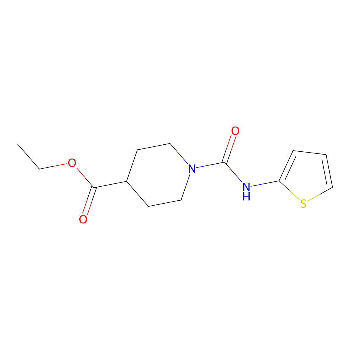 Ethyl 1-(thiophen-2-ylcarbamoyl)piperidine-4-carboxylate molecular structure, CAS 1286704-11-7