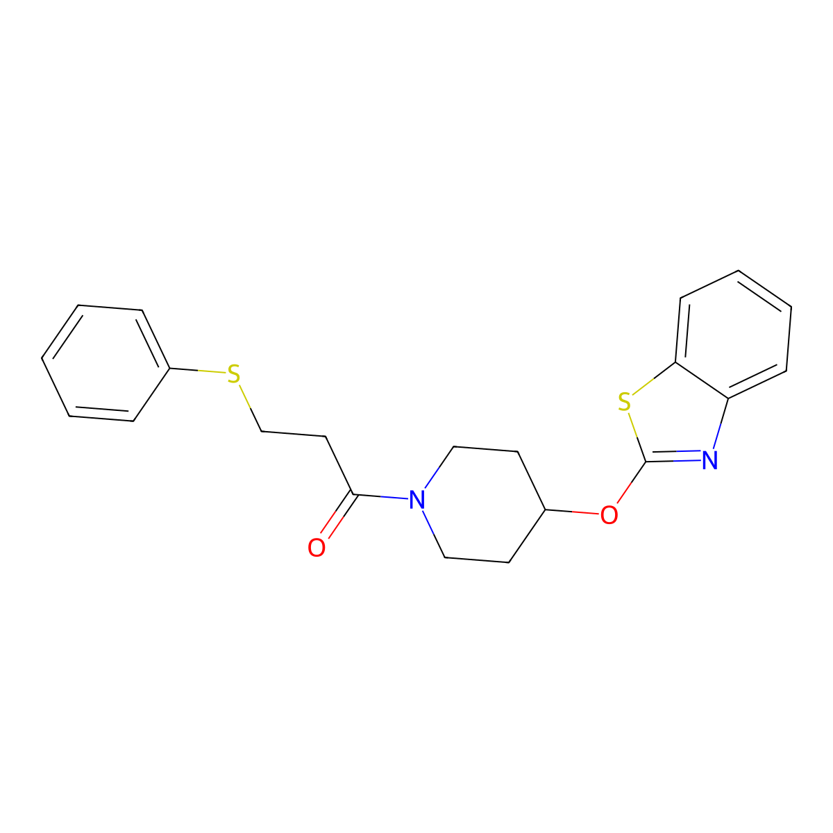 1-(4-(Benzo[d]thiazol-2-yloxy)piperidin-1-yl)-3-(phenylthio)propan-1-one molecular structure, CAS 1286704-14-0