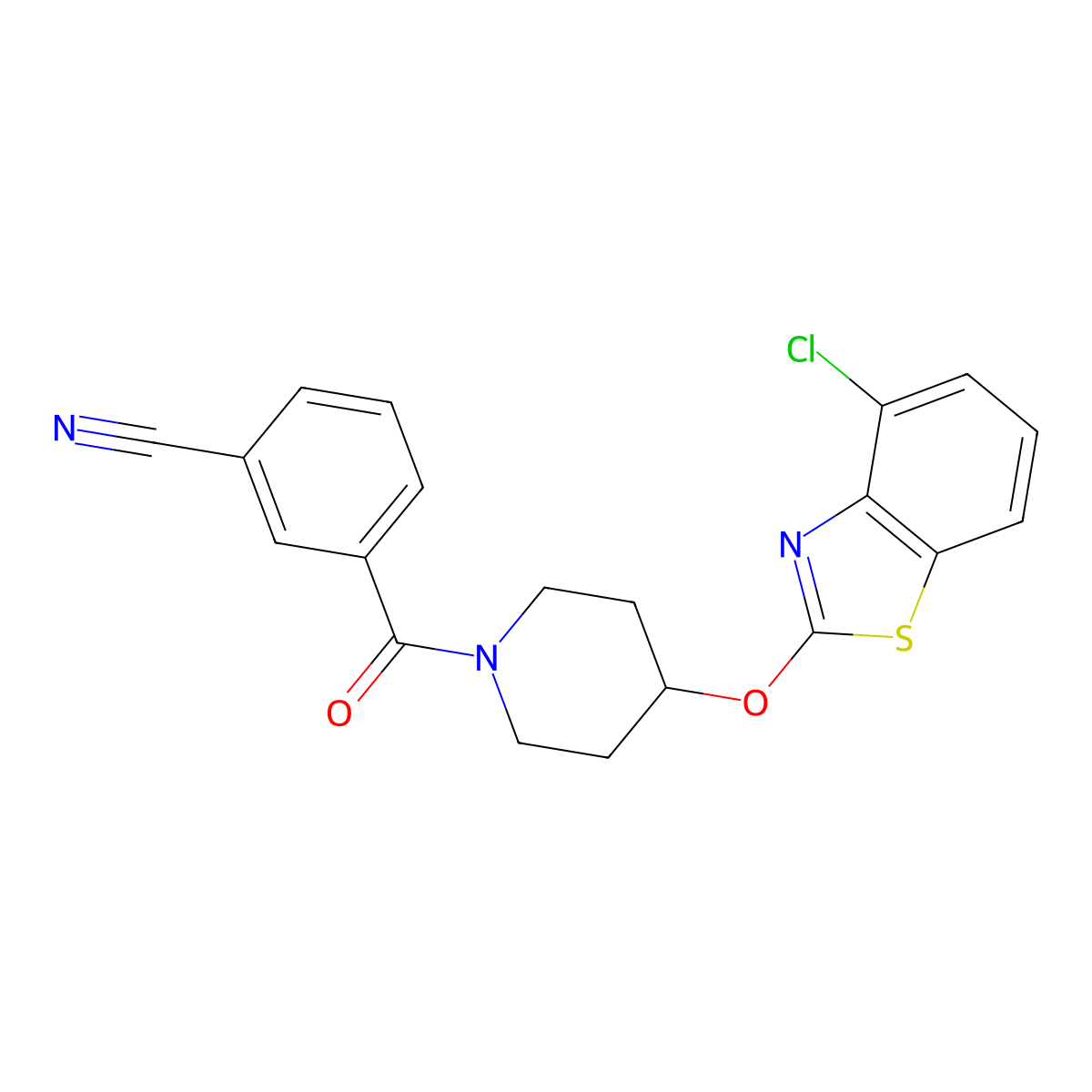 3-(4-((4-Chlorobenzo[d]thiazol-2-yl)oxy)piperidine-1-carbonyl)benzonitrile molecular structure, CAS 1286704-15-1