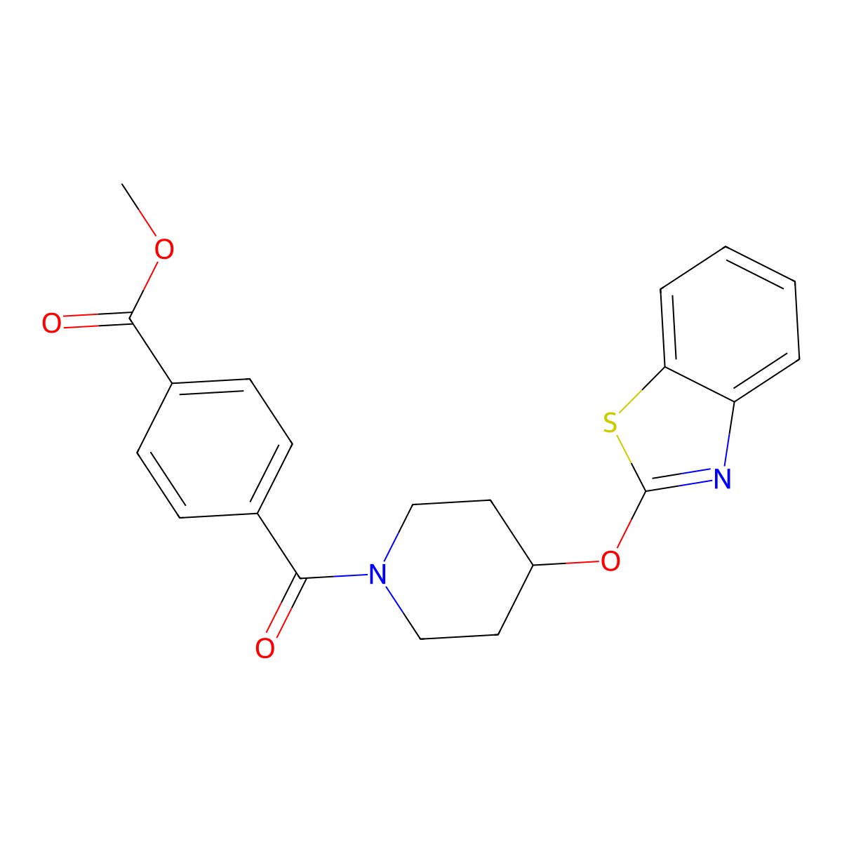 Methyl 4-(4-(benzo[d]thiazol-2-yloxy)piperidine-1-carbonyl)benzoate molecular structure, CAS 1286704-16-2