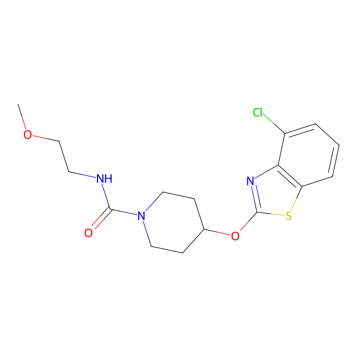 4-((4-chlorobenzo[d]thiazol-2-yl)oxy)-N-(2-methoxyethyl)piperidine-1-carboxamide molecular structure, CAS 1286704-18-4