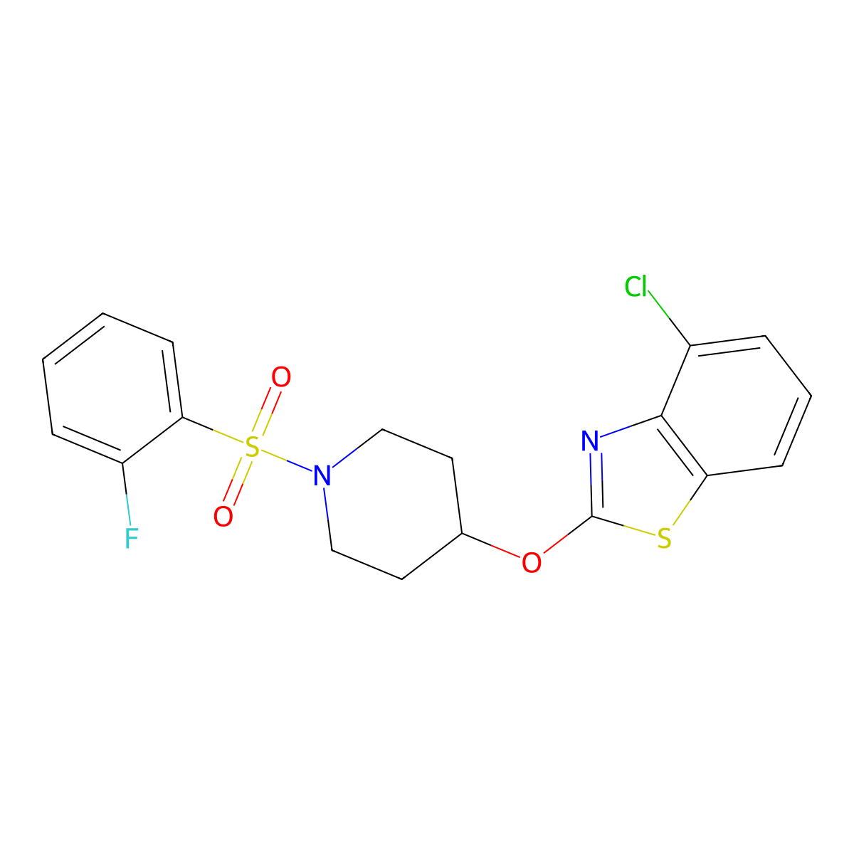 4-Chloro-2-((1-((2-fluorophenyl)sulfonyl)piperidin-4-yl)oxy)benzo[d]thiazole molecular structure, CAS 1286704-19-5