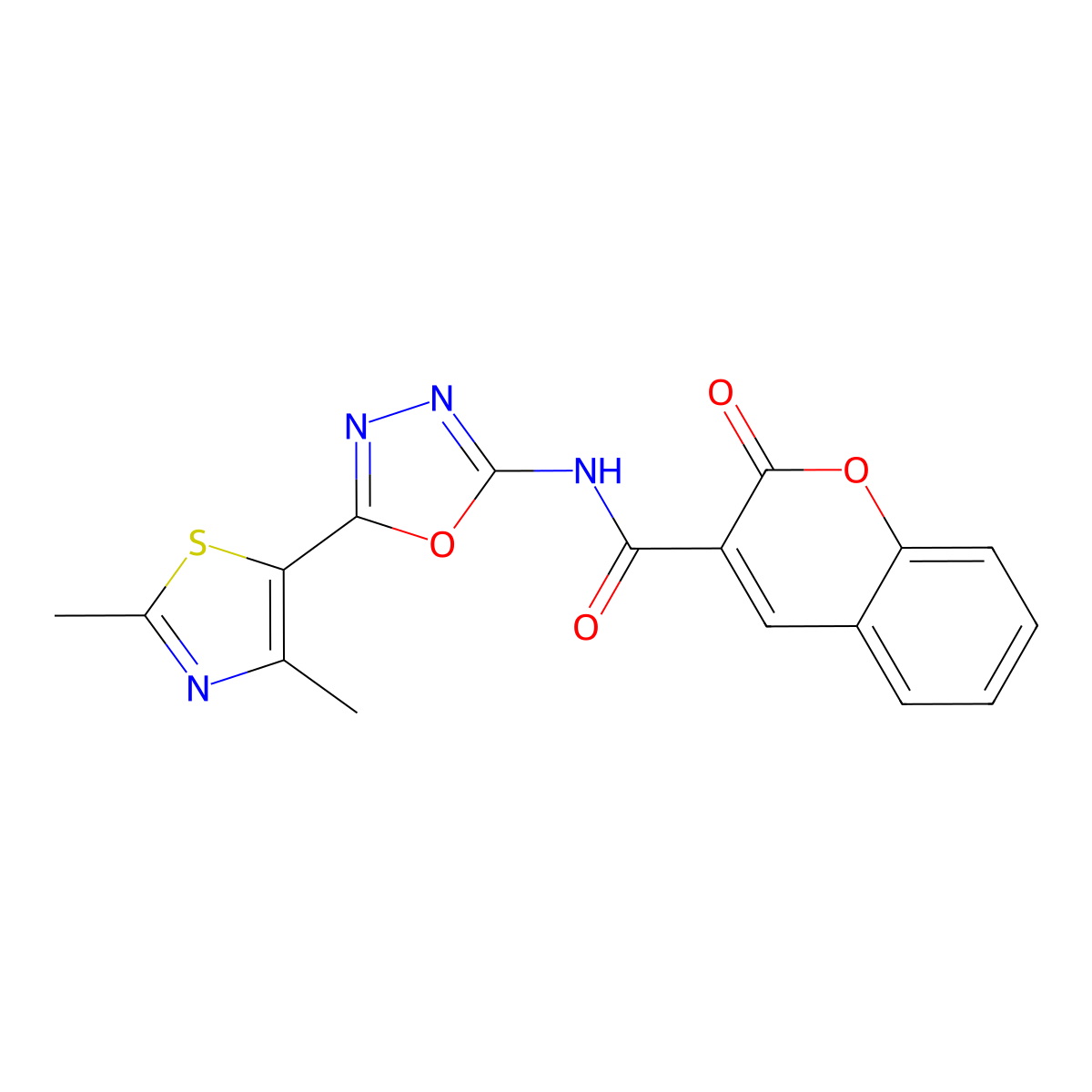 N-(5-(2,4-dimethylthiazol-5-yl)-1,3,4-oxadiazol-2-yl)-2-oxo-2H-chromene-3-carboxamide molecular structure, CAS 1286704-20-8