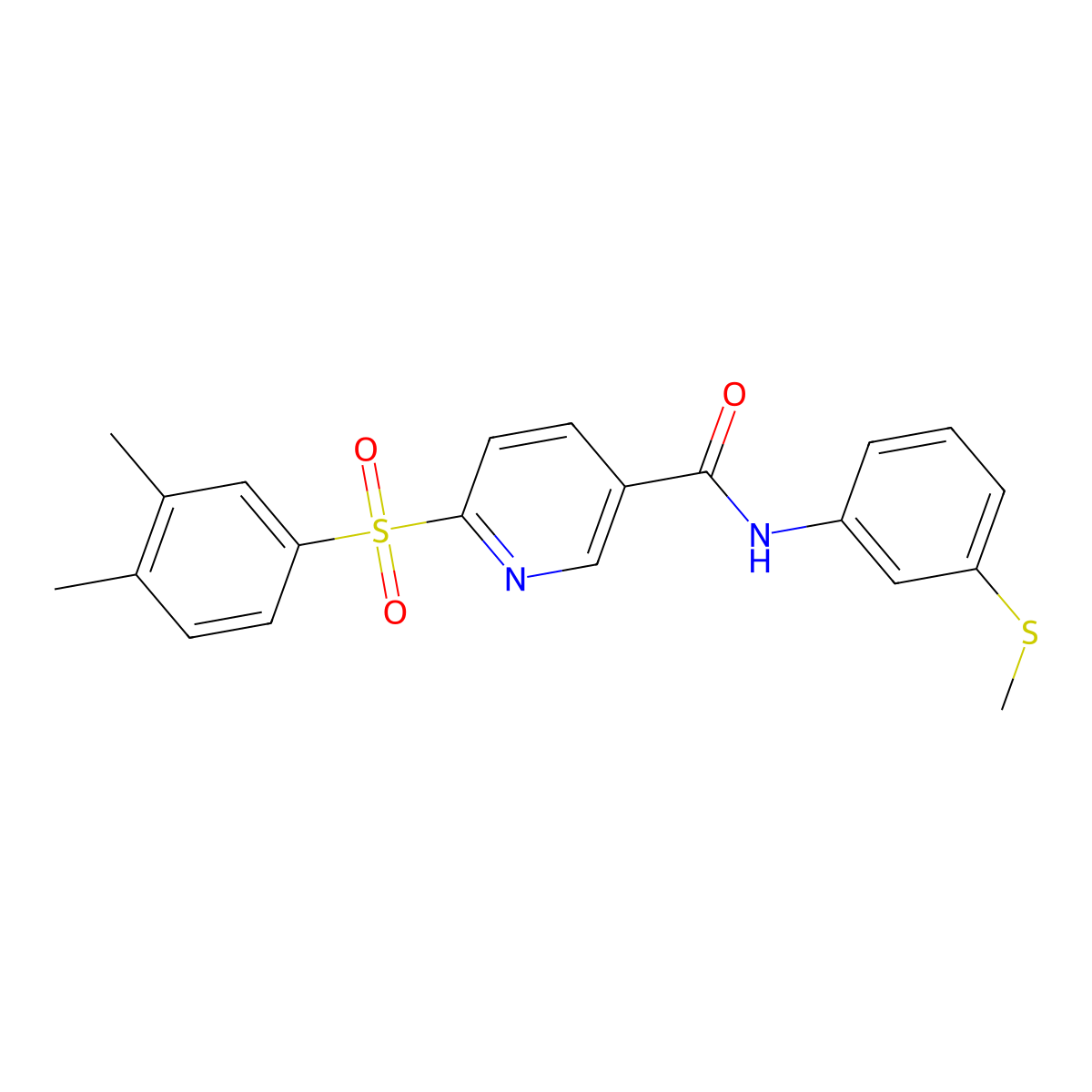 6-((3,4-dimethylphenyl)sulfonyl)-N-(3-(methylthio)phenyl)nicotinamide molecular structure, CAS 1286704-30-0