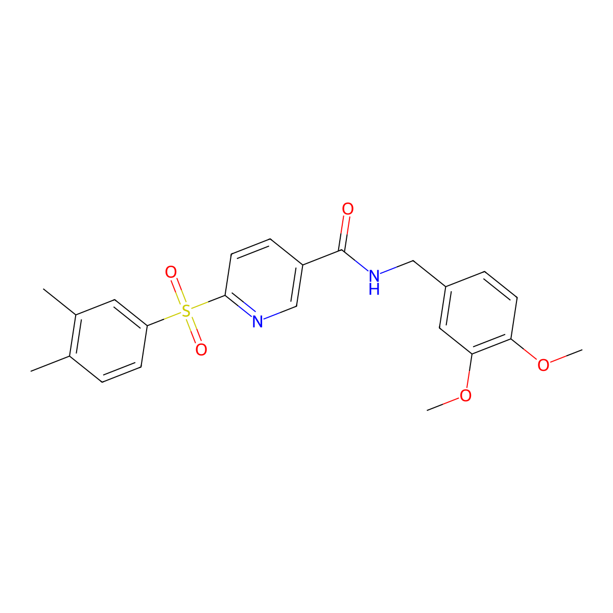 N-(3,4-dimethoxybenzyl)-6-((3,4-dimethylphenyl)sulfonyl)nicotinamide molecular structure, CAS 1286704-31-1
