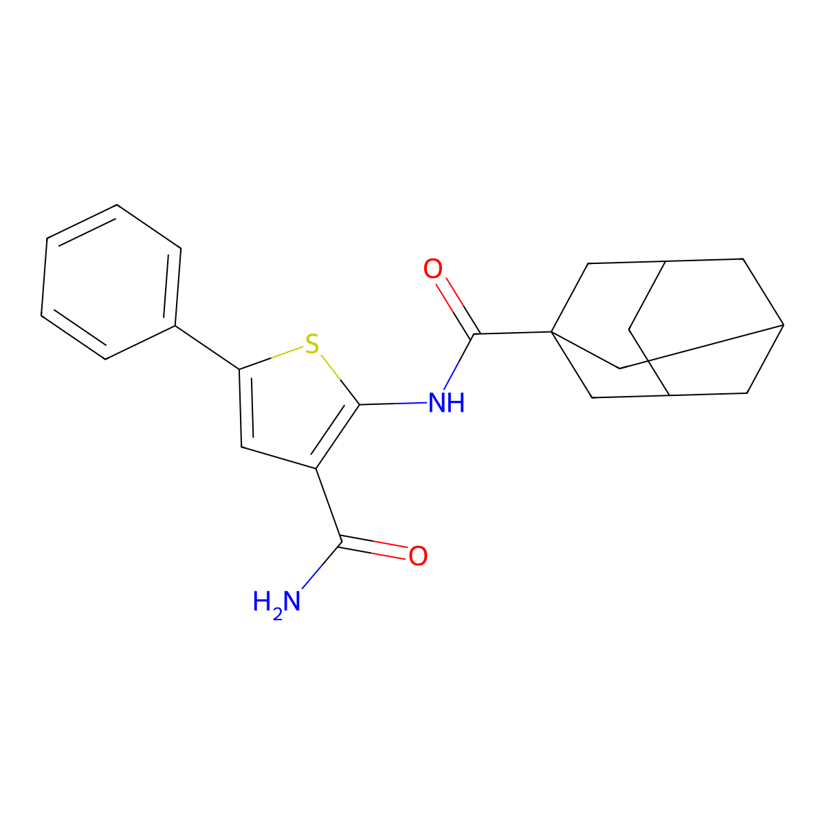 2-(Adamantane-1-amido)-5-phenylthiophene-3-carboxamide molecular structure, CAS 1286704-38-8