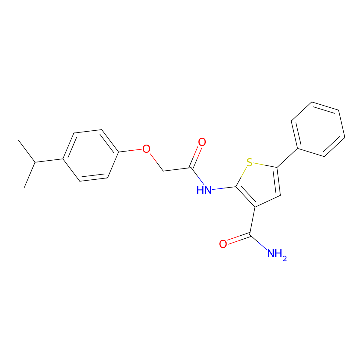 2-(2-(4-Isopropylphenoxy)acetamido)-5-phenylthiophene-3-carboxamide molecular structure, CAS 1286704-39-9
