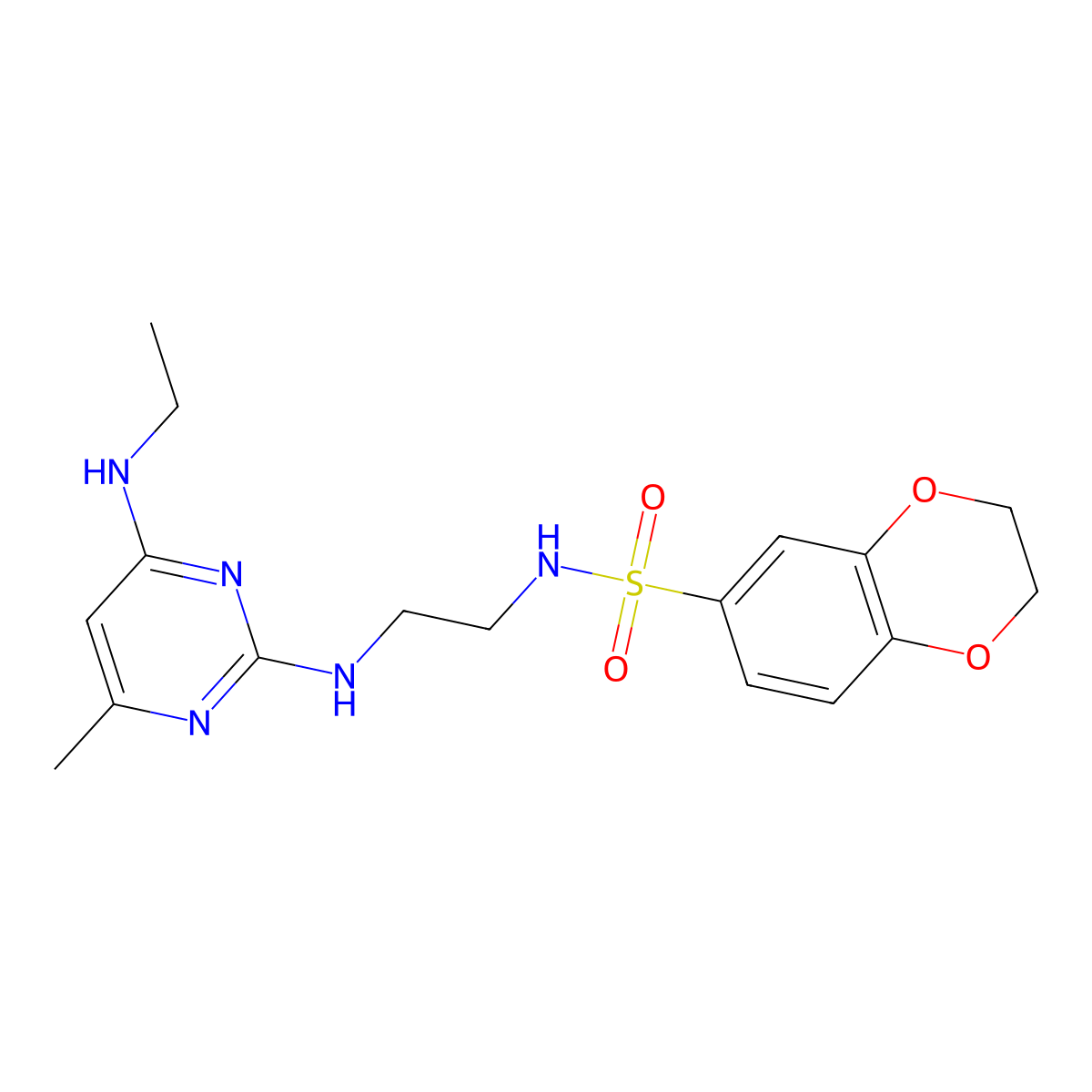 N-(2-{[4-(ethylamino)-6-methylpyrimidin-2-yl]amino}ethyl)-2,3-dihydro-1,4-benzodioxine-6-sulfonamide molecular structure, CAS 1286704-42-4