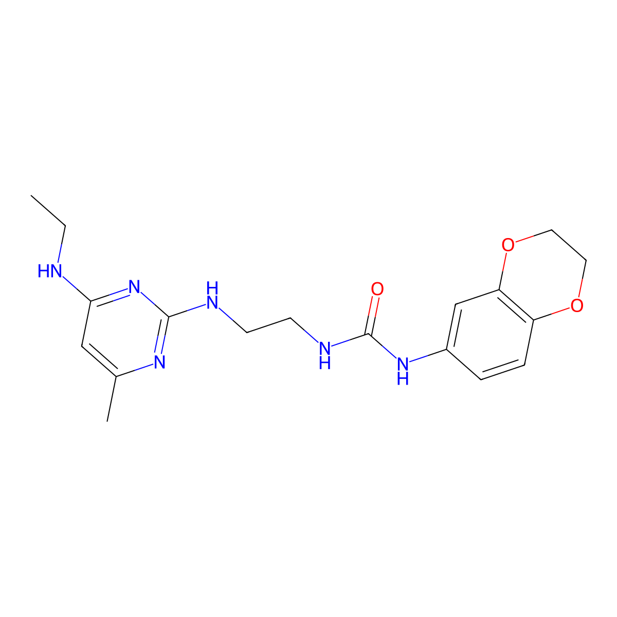 1-(2,3-Dihydro-1,4-benzodioxin-6-yl)-3-(2-{[4-(ethylamino)-6-methylpyrimidin-2-yl]amino}ethyl)urea molecular structure, CAS 1286704-43-5