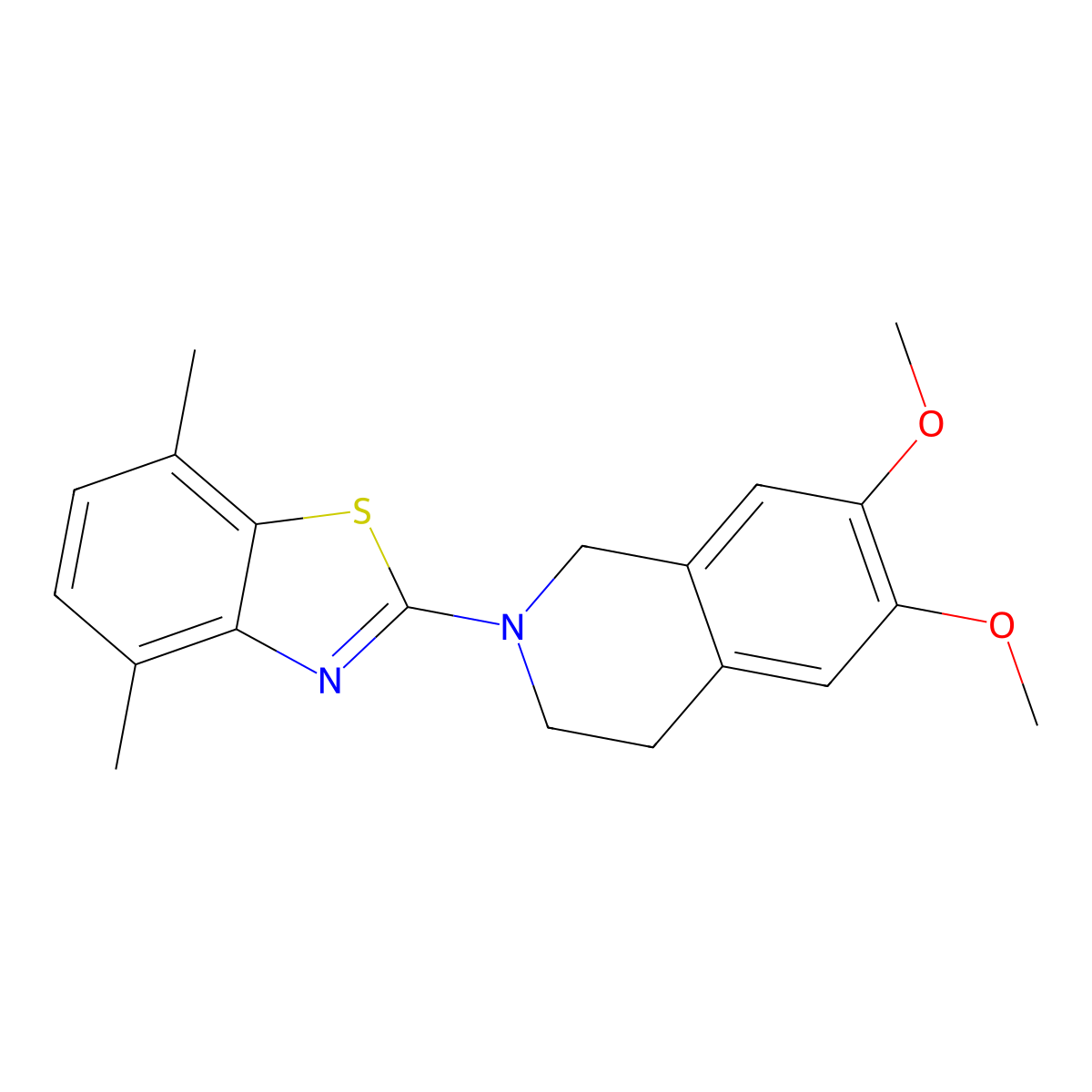 2-(4,7-Dimethyl-1,3-benzothiazol-2-yl)-6,7-dimethoxy-1,2,3,4-tetrahydroisoquinoline molecular structure, CAS 1286704-45-7