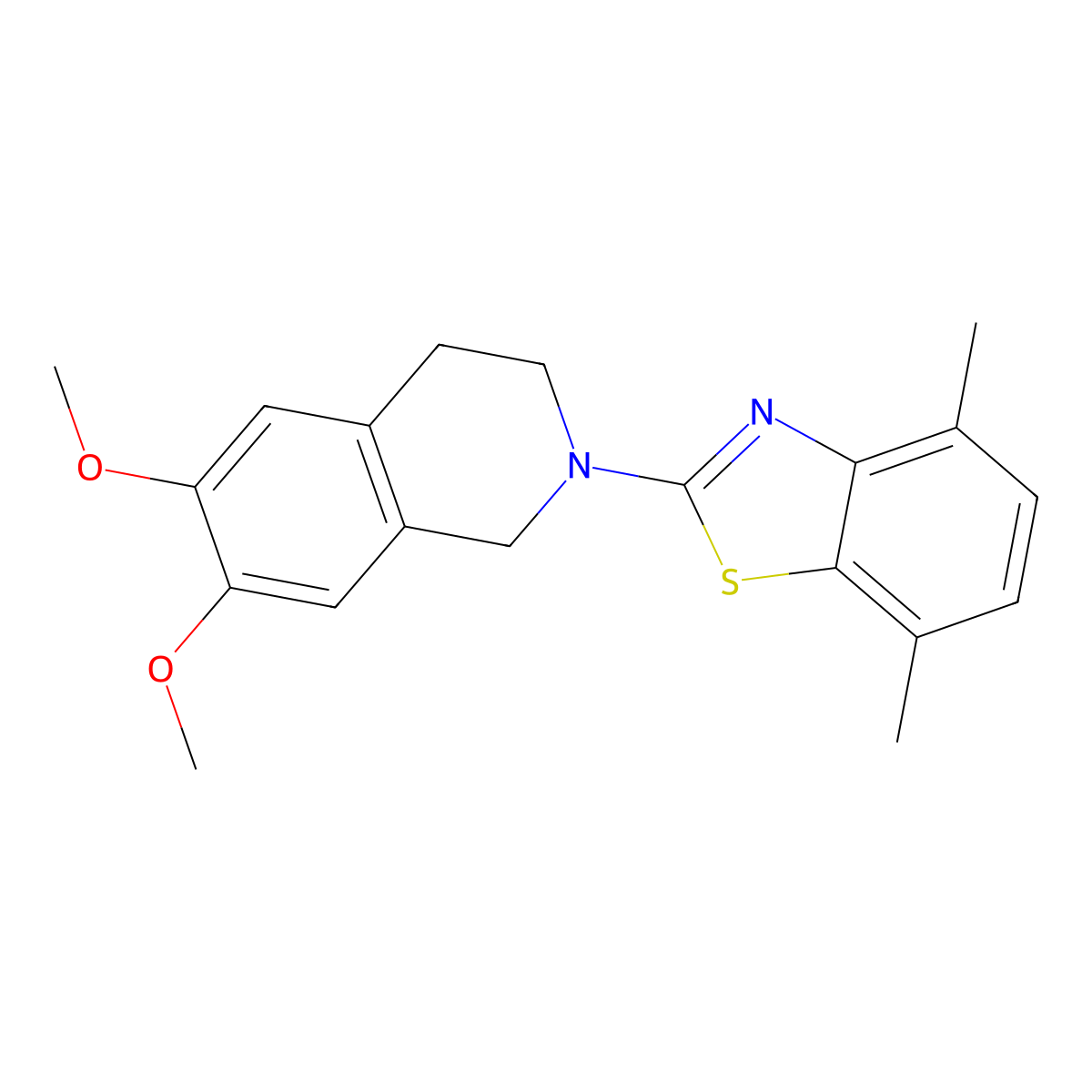 2-(4,7-Dimethyl-1,3-benzothiazol-2-yl)-6,7-dimethoxy-1,2,3,4-tetrahydroisoquinoline molecular structure, CAS 1286704-45-7