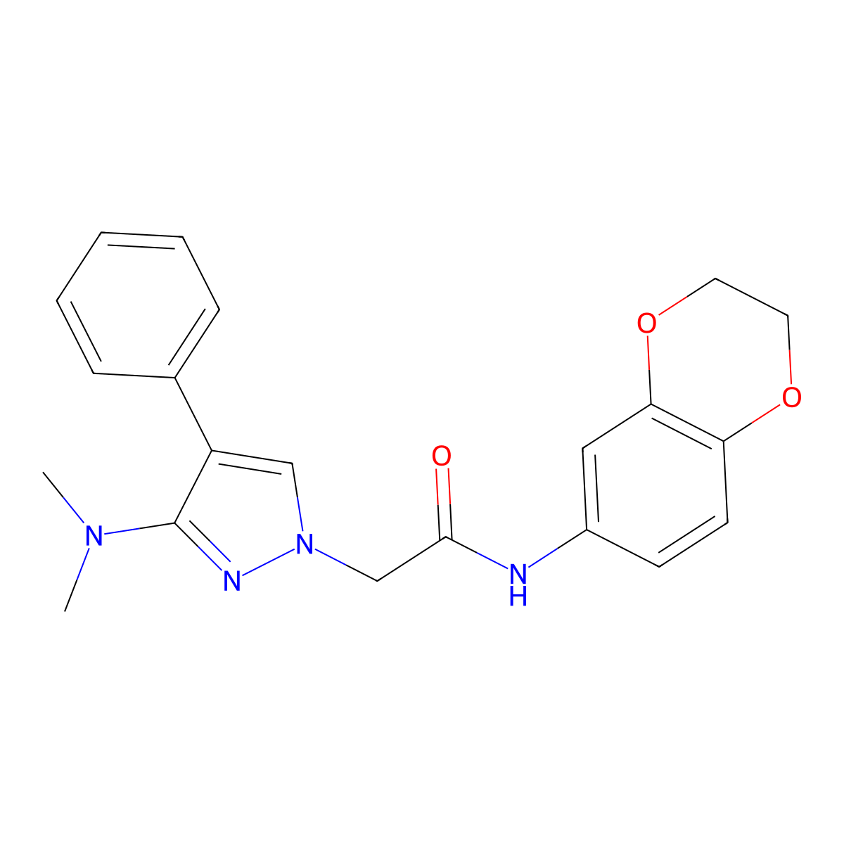 N-(2,3-dihydro-1,4-benzodioxin-6-yl)-2-[3-(dimethylamino)-4-phenyl-1H-pyrazol-1-yl]acetamide molecular structure, CAS 1286704-54-8
