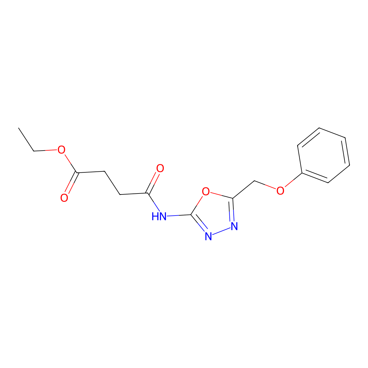 Ethyl 4-oxo-4-((5-(phenoxymethyl)-1,3,4-oxadiazol-2-yl)amino)butanoate molecular structure, CAS 1286704-68-4