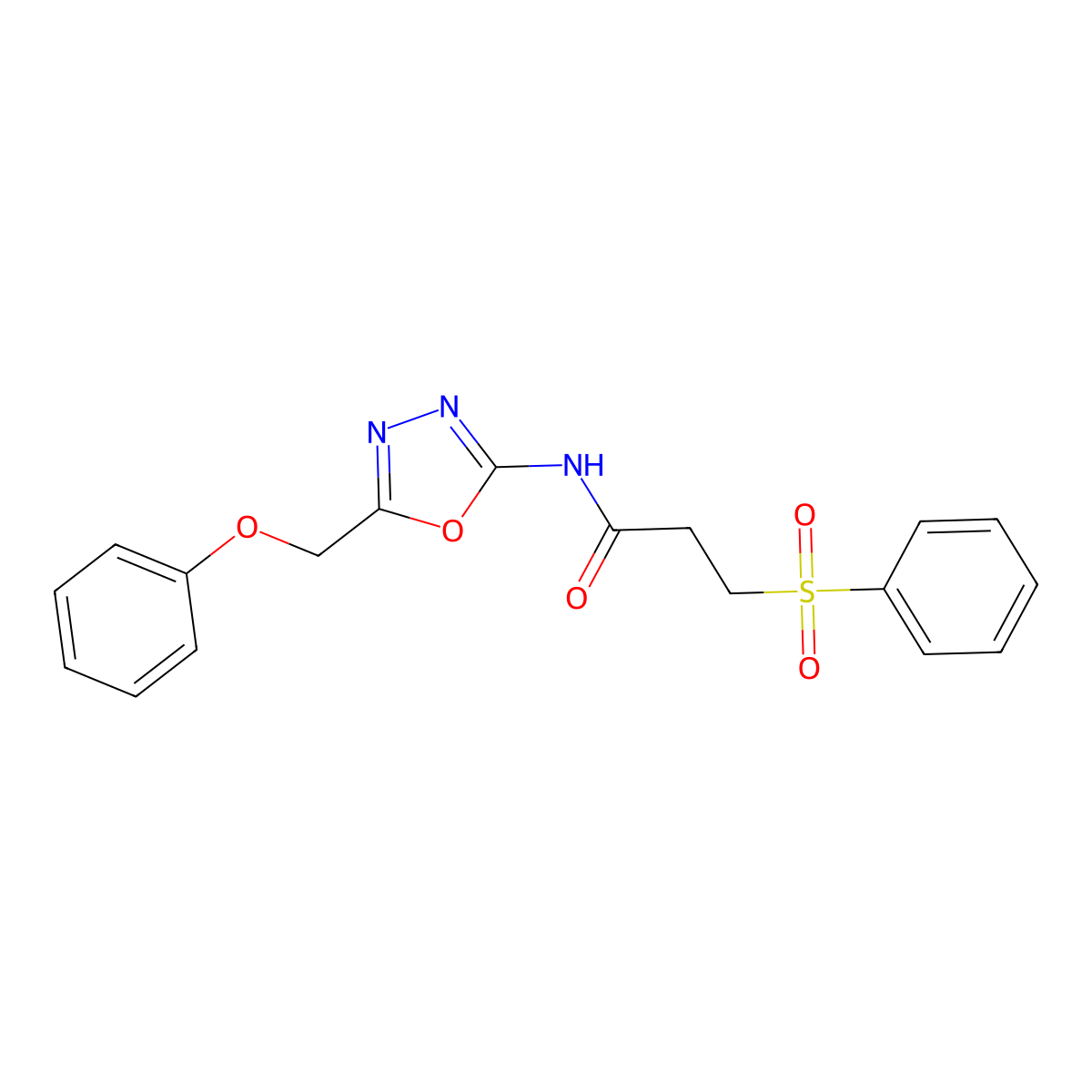 3-(benzenesulfonyl)-N-[5-(phenoxymethyl)-1,3,4-oxadiazol-2-yl]propanamide molecular structure, CAS 1286704-75-3