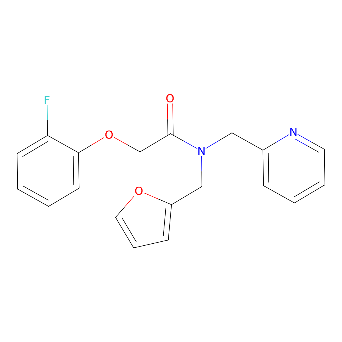 2-(2-fluorophenoxy)-N-(furan-2-ylmethyl)-N-(pyridin-2-ylmethyl)acetamide molecular structure, CAS 1286704-78-6