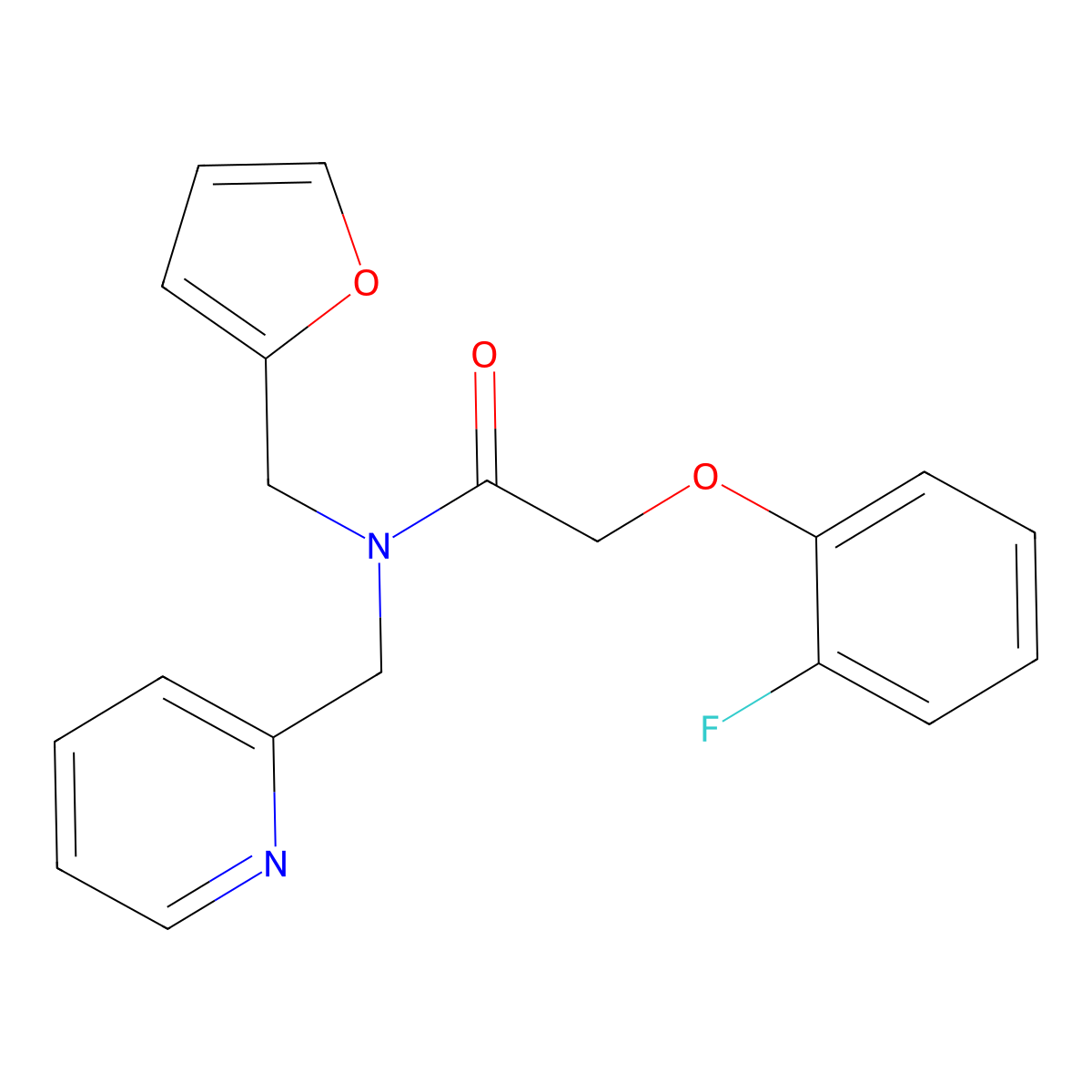 2-(2-fluorophenoxy)-N-(furan-2-ylmethyl)-N-(pyridin-2-ylmethyl)acetamide molecular structure, CAS 1286704-78-6