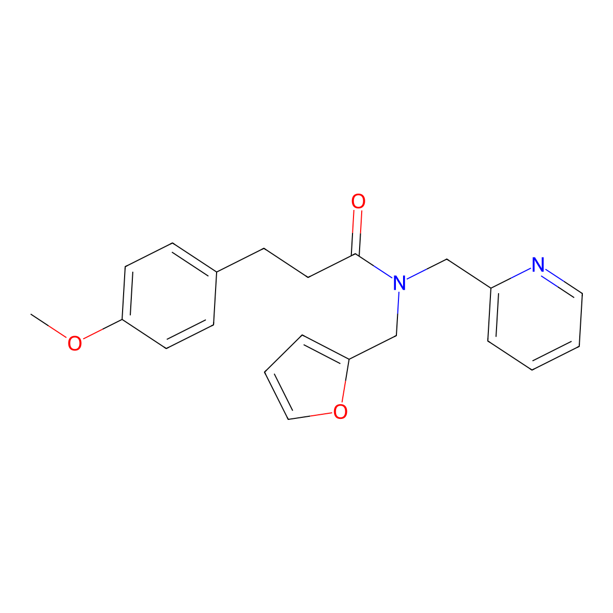 N-(furan-2-ylmethyl)-3-(4-methoxyphenyl)-N-(pyridin-2-ylmethyl)propanamide molecular structure, CAS 1286704-80-0