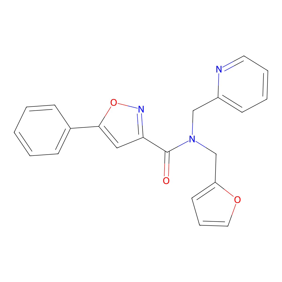 N-(furan-2-ylmethyl)-5-phenyl-N-(pyridin-2-ylmethyl)isoxazole-3-carboxamide molecular structure, CAS 1286704-82-2