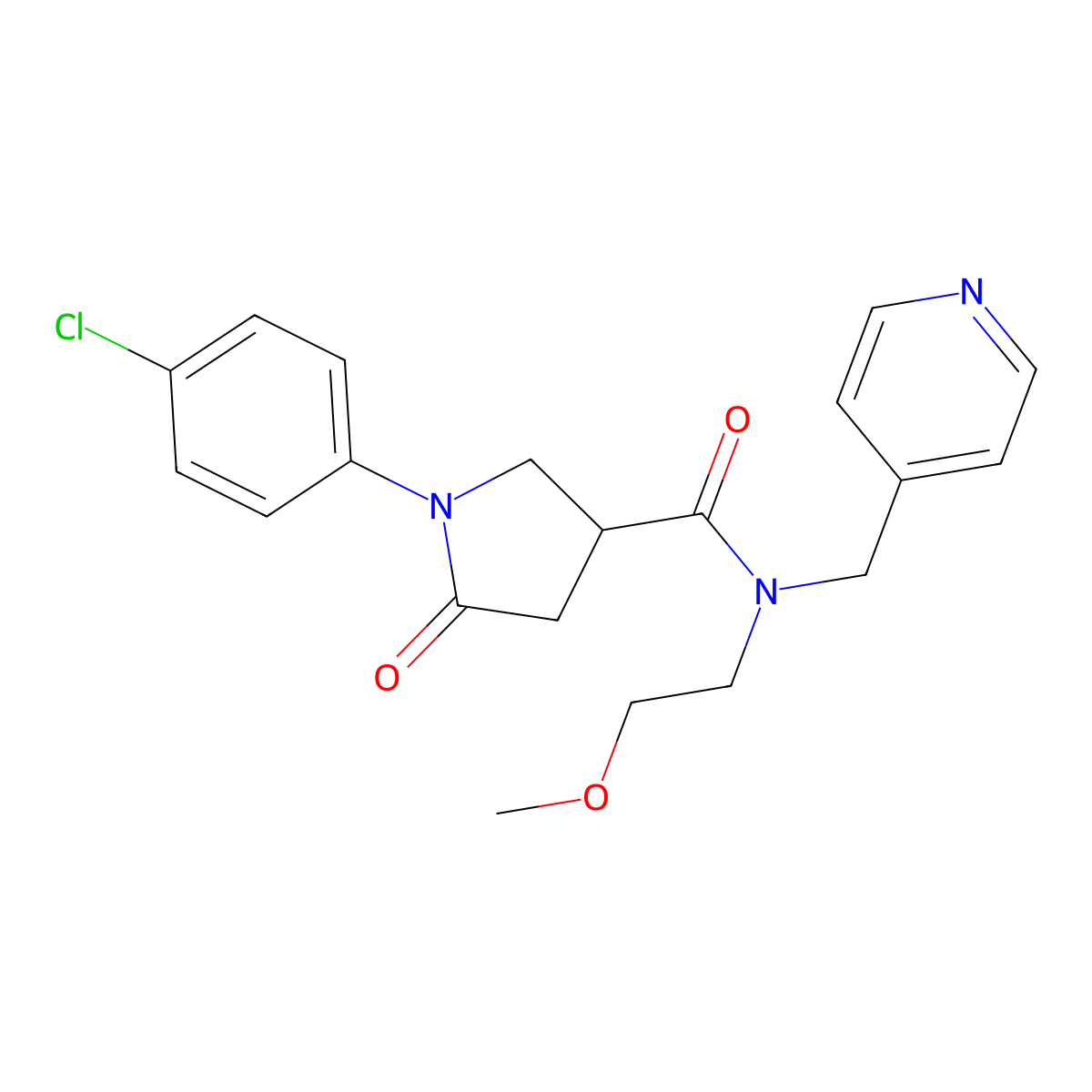 1-(4-chlorophenyl)-N-(2-methoxyethyl)-5-oxo-N-(pyridin-4-ylmethyl)pyrrolidine-3-carboxamide molecular structure, CAS 1286704-90-2