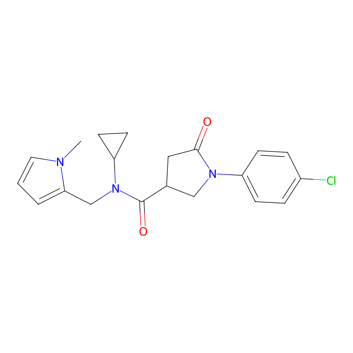1-(4-chlorophenyl)-N-cyclopropyl-N-[(1-methyl-1H-pyrrol-2-yl)methyl]-5-oxopyrrolidine-3-carboxamide molecular structure, CAS 1286705-05-2
