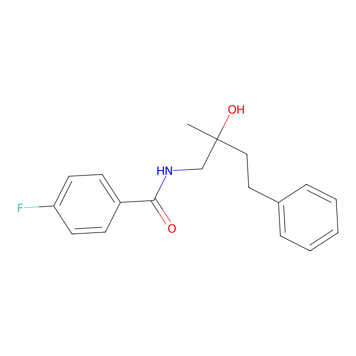 4-fluoro-N-(2-hydroxy-2-methyl-4-phenylbutyl)benzamide molecular structure, CAS 1286705-09-6