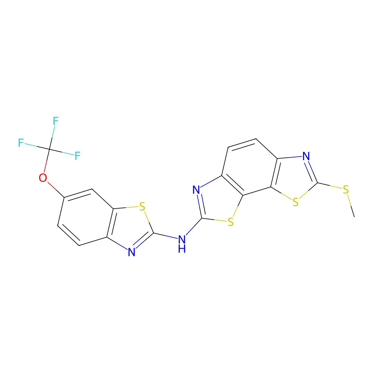 11-(methylsulfanyl)-N-[6-(trifluoromethoxy)-1,3-benzothiazol-2-yl]-3,12-dithia-5,10-diazatricyclo[7.3.0.0^{2,6}]dodeca-1(9),2(6),4,7,10-pentaen-4-amine molecular structure, CAS 1286705-12-1