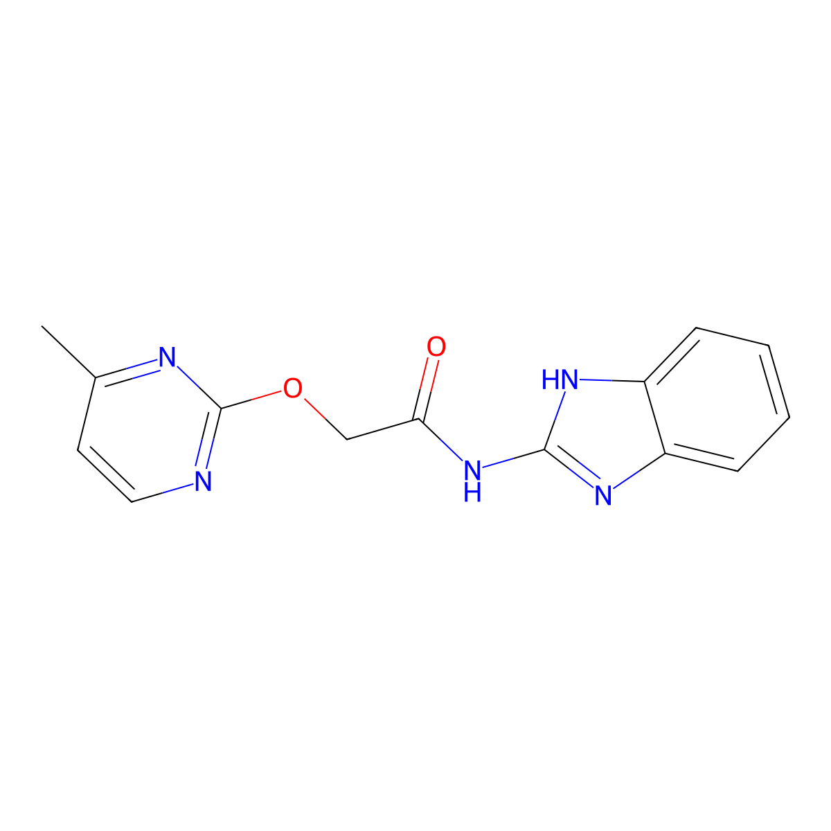 N-(1H-benzo[d]imidazol-2-yl)-2-((4-methylpyrimidin-2-yl)oxy)acetamide molecular structure, CAS 1286705-15-4