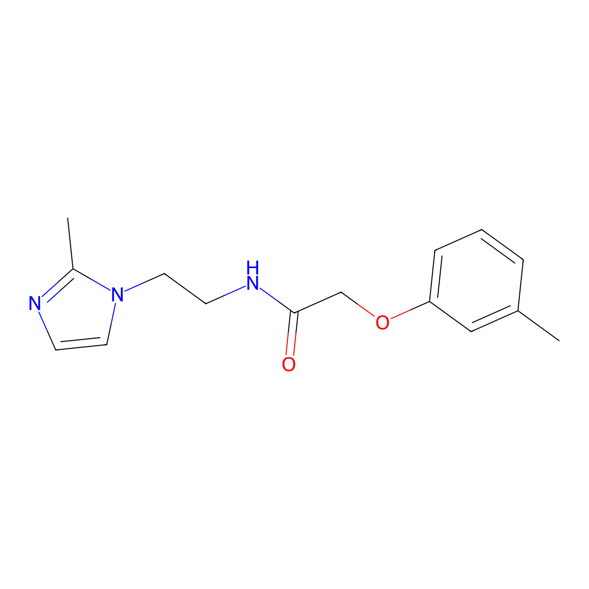 N-(2-(2-methyl-1H-imidazol-1-yl)ethyl)-2-(m-tolyloxy)acetamide molecular structure, CAS 1286705-17-6