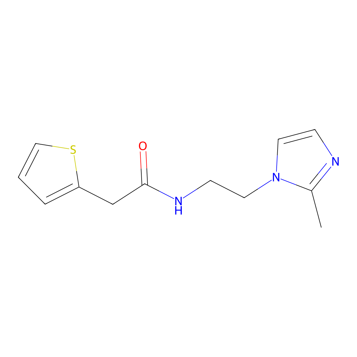 N-(2-(2-methyl-1H-imidazol-1-yl)ethyl)-2-(thiophen-2-yl)acetamide molecular structure, CAS 1286705-19-8