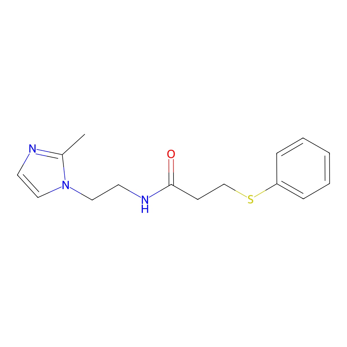 N-(2-(2-methyl-1H-imidazol-1-yl)ethyl)-3-(phenylthio)propanamide molecular structure, CAS 1286705-22-3