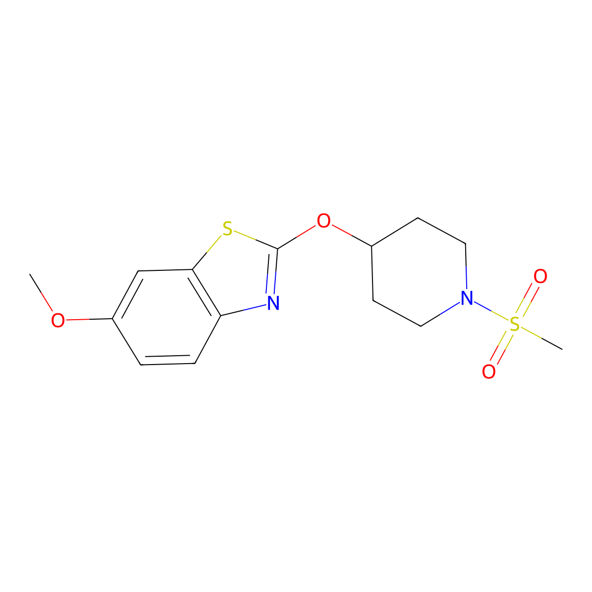 6-Methoxy-2-((1-(methylsulfonyl)piperidin-4-yl)oxy)benzo[d]thiazole molecular structure, CAS 1286705-28-9