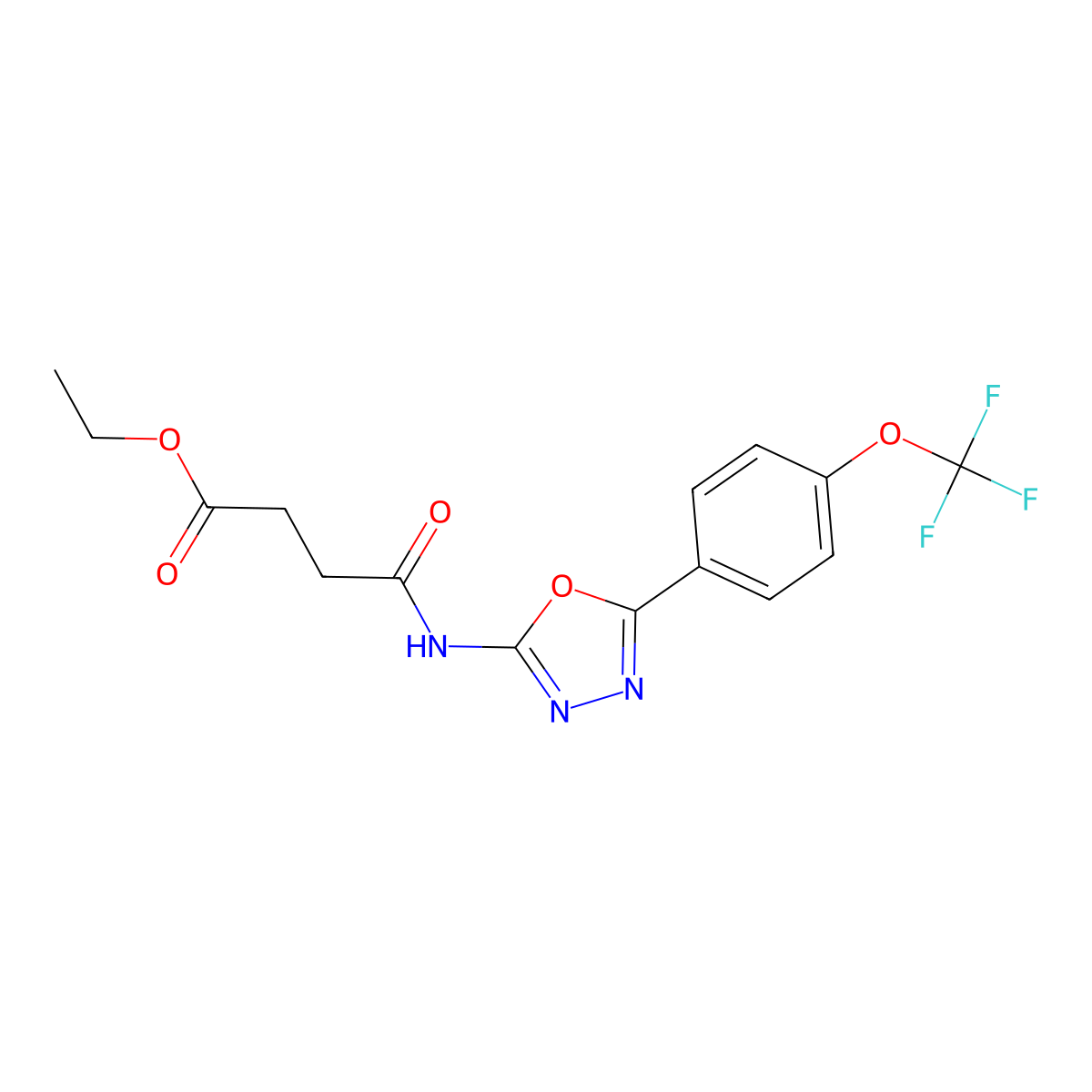 Ethyl 4-oxo-4-((5-(4-(trifluoromethoxy)phenyl)-1,3,4-oxadiazol-2-yl)amino)butanoate molecular structure, CAS 1286705-47-2