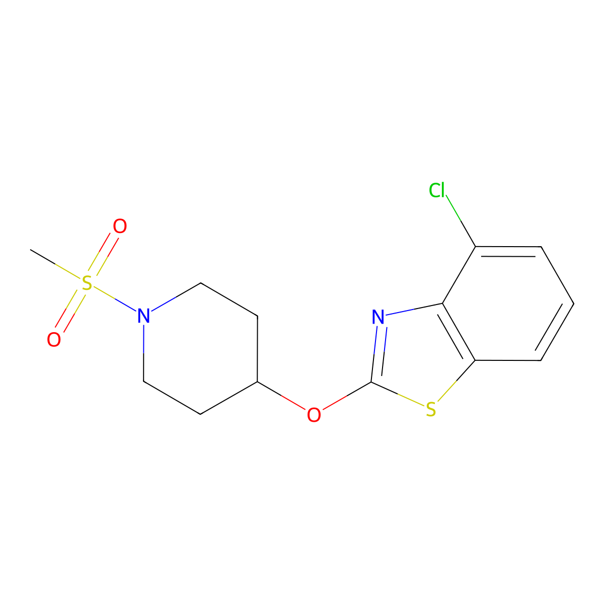 4-Chloro-2-((1-(methylsulfonyl)piperidin-4-yl)oxy)benzo[d]thiazole molecular structure, CAS 1286705-51-8