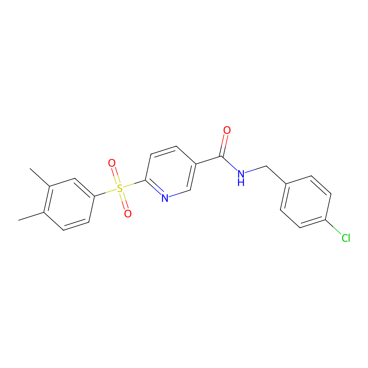N-(4-chlorobenzyl)-6-((3,4-dimethylphenyl)sulfonyl)nicotinamide molecular structure, CAS 1286705-65-4