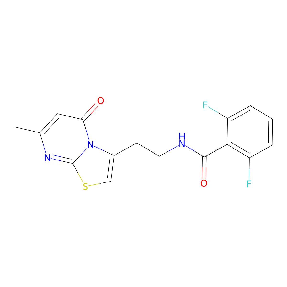 2,6-difluoro-N-(2-(7-methyl-5-oxo-5H-thiazolo[3,2-a]pyrimidin-3-yl)ethyl)benzamide molecular structure, CAS 1286705-67-6