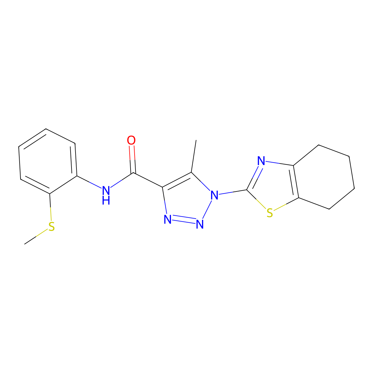 5-methyl-N-(2-(methylthio)phenyl)-1-(4,5,6,7-tetrahydrobenzo[d]thiazol-2-yl)-1H-1,2,3-triazole-4-carboxamide molecular structure, CAS 1286705-73-4