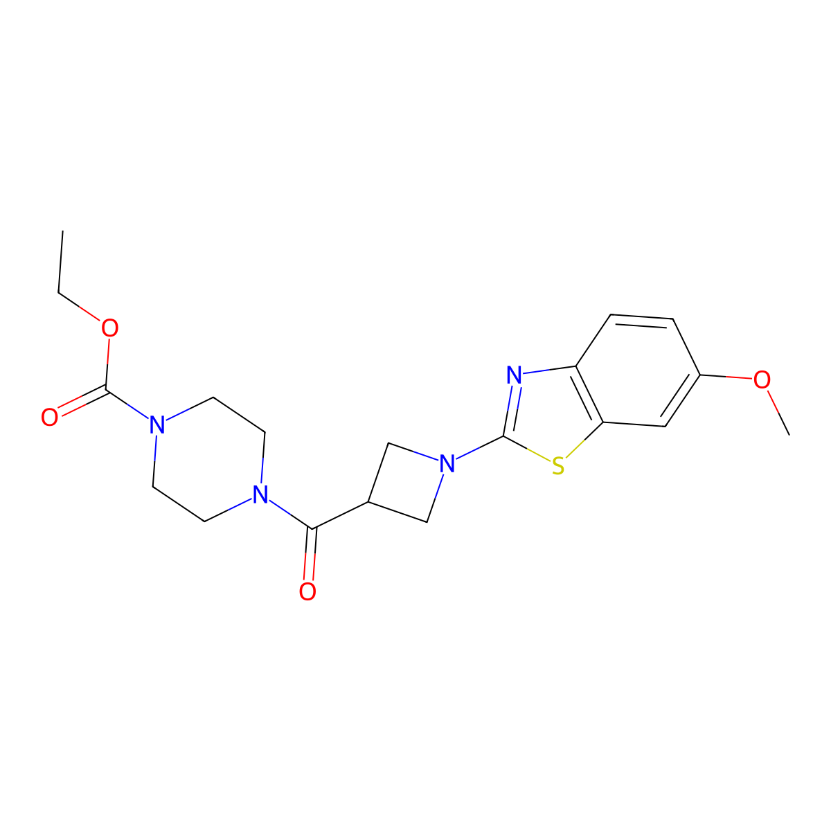 Ethyl 4-(1-(6-methoxybenzo[d]thiazol-2-yl)azetidine-3-carbonyl)piperazine-1-carboxylate molecular structure, CAS 1286705-76-7