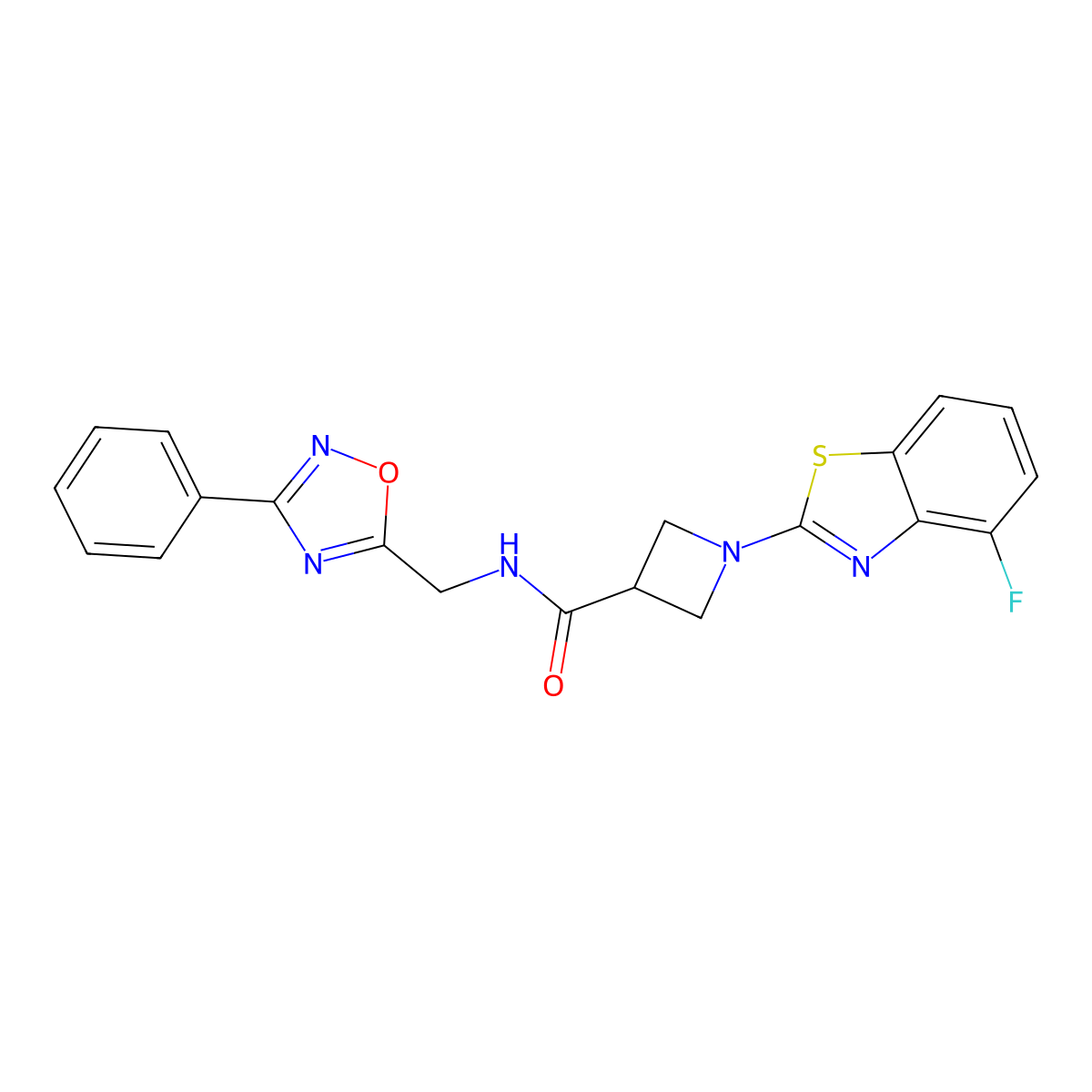 1-(4-fluorobenzo[d]thiazol-2-yl)-N-((3-phenyl-1,2,4-oxadiazol-5-yl)methyl)azetidine-3-carboxamide molecular structure, CAS 1286705-79-0