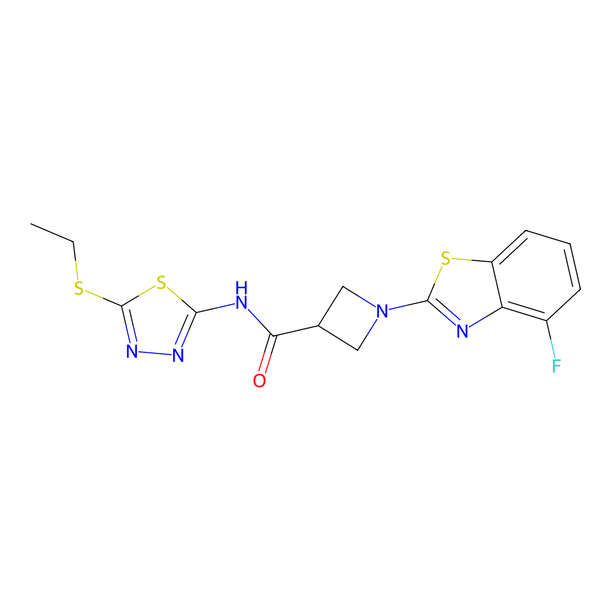N-(5-(ethylthio)-1,3,4-thiadiazol-2-yl)-1-(4-fluorobenzo[d]thiazol-2-yl)azetidine-3-carboxamide molecular structure, CAS 1286705-84-7