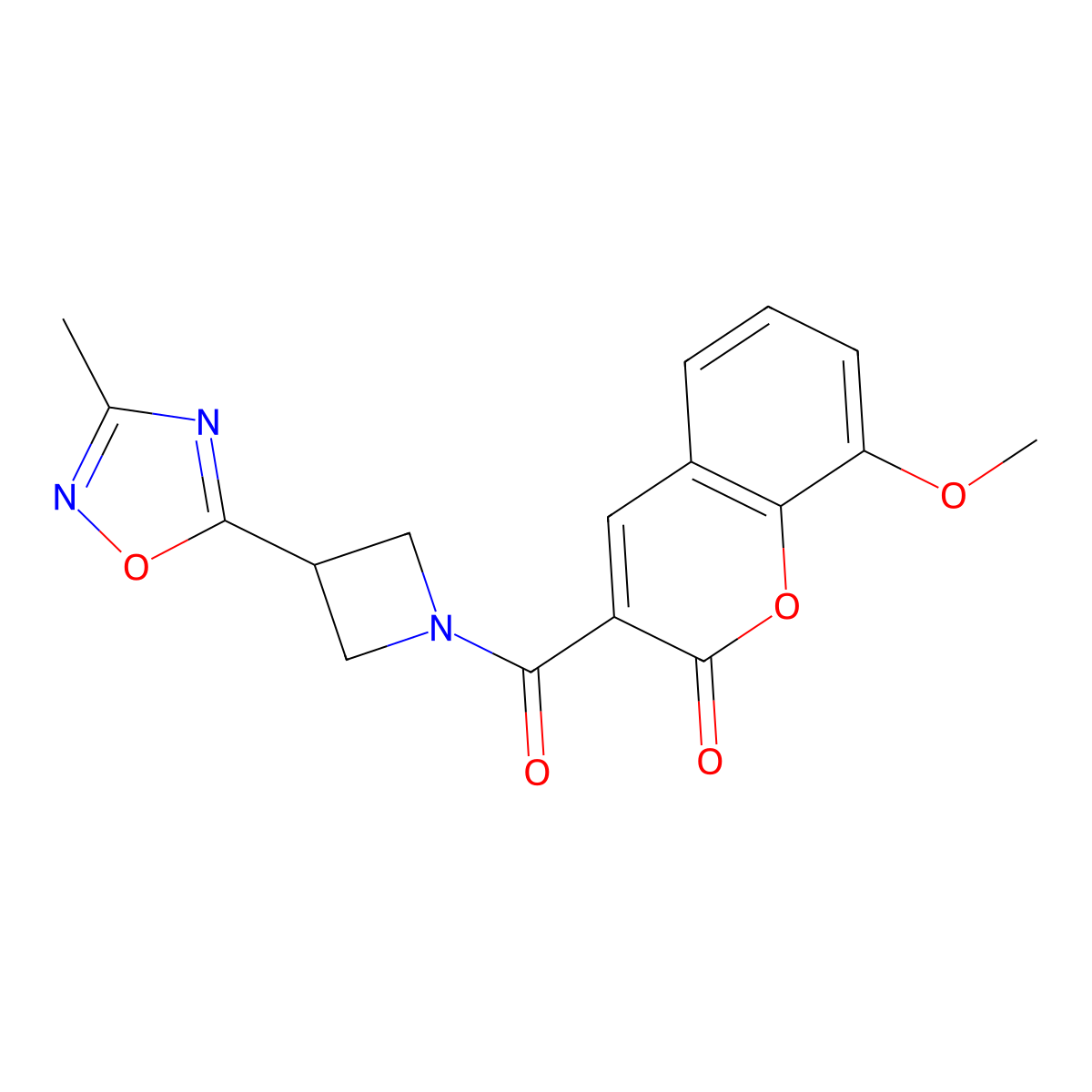 8-methoxy-3-(3-(3-methyl-1,2,4-oxadiazol-5-yl)azetidine-1-carbonyl)-2H-chromen-2-one molecular structure, CAS 1286705-88-1