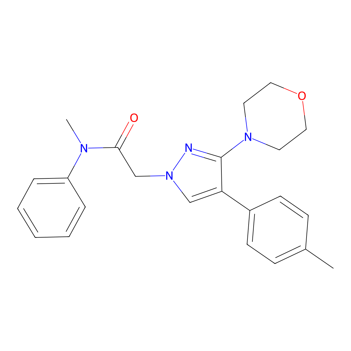 N-methyl-2-(3-morpholino-4-(p-tolyl)-1H-pyrazol-1-yl)-N-phenylacetamide molecular structure, CAS 1286705-95-0
