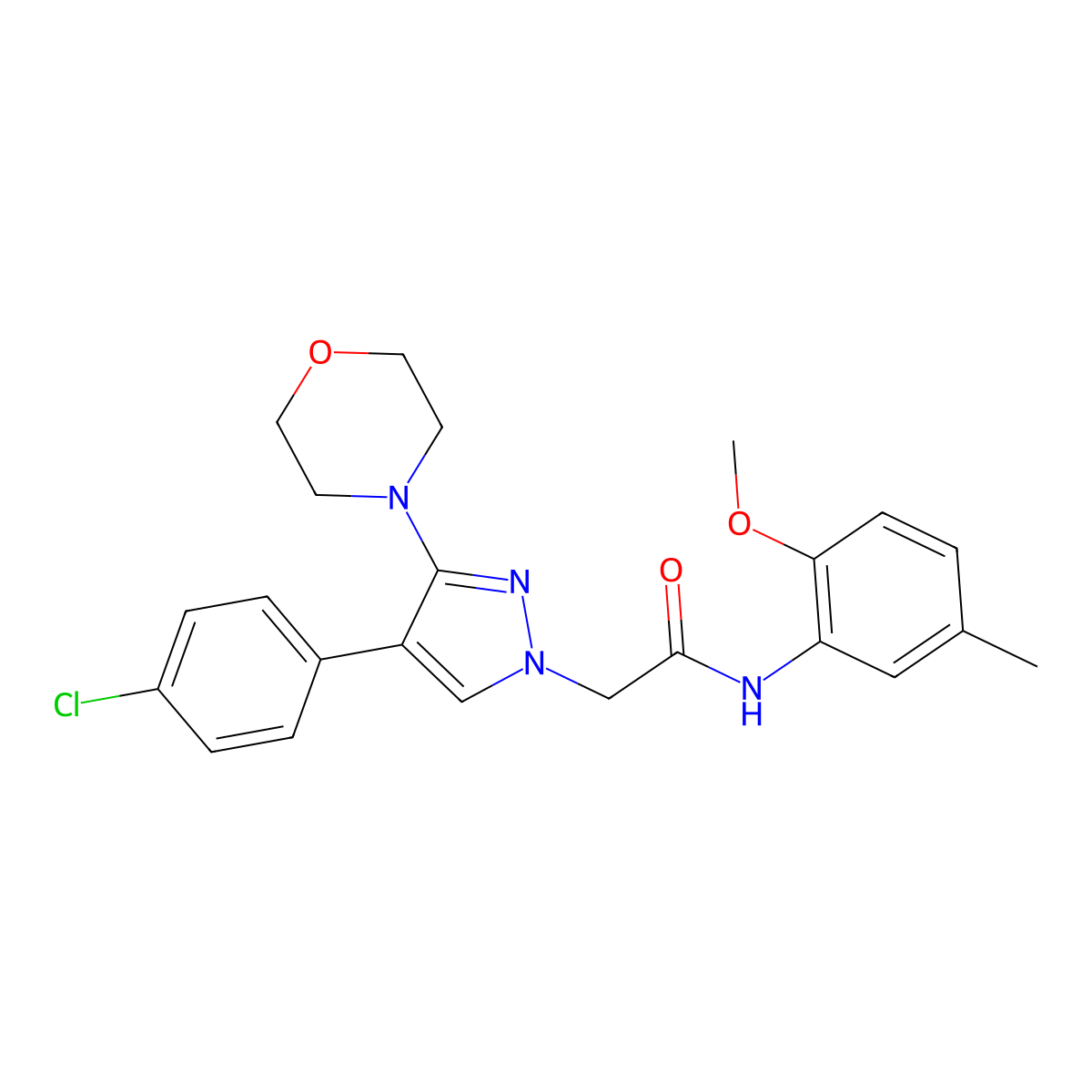 2-(4-(4-chlorophenyl)-3-morpholino-1H-pyrazol-1-yl)-N-(2-methoxy-5-methylphenyl)acetamide molecular structure, CAS 1286706-03-3