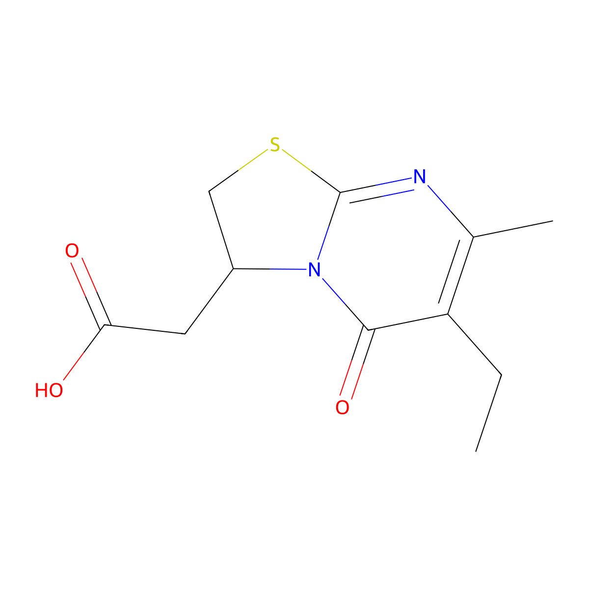 2-(6-ethyl-7-methyl-5-oxo-3,5-dihydro-2H-thiazolo[3,2-a]pyrimidin-3-yl)acetic acid molecular structure, CAS 1286706-04-4