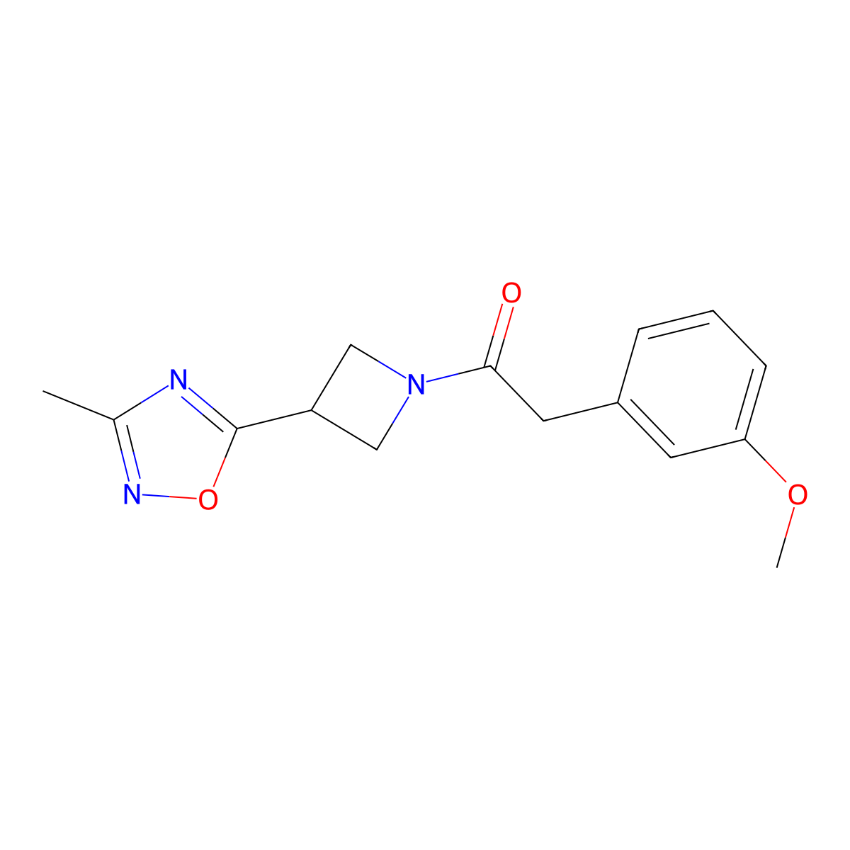 2-(3-Methoxyphenyl)-1-(3-(3-methyl-1,2,4-oxadiazol-5-yl)azetidin-1-yl)ethanone molecular structure, CAS 1286706-07-7