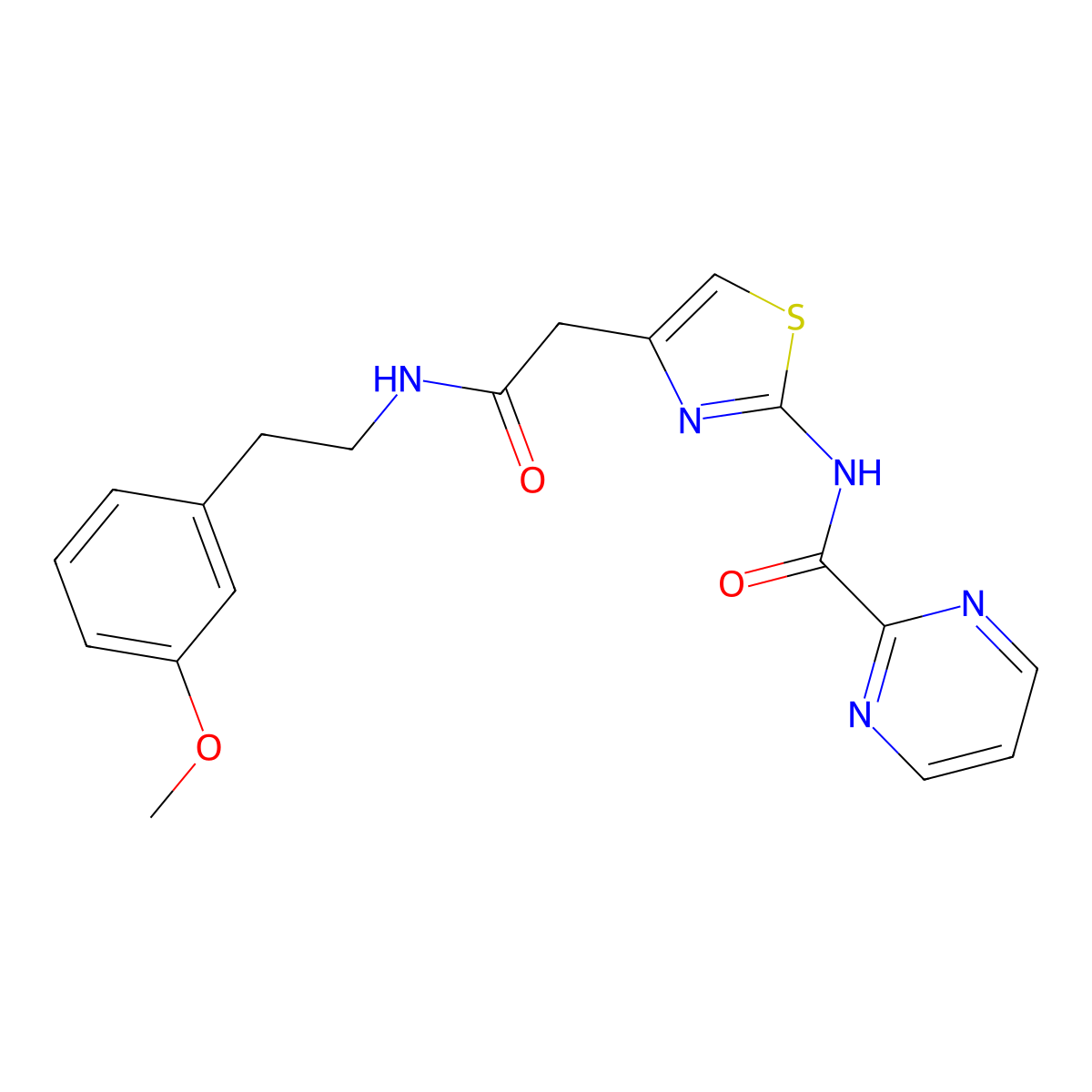 N-(4-(2-((3-methoxyphenethyl)amino)-2-oxoethyl)thiazol-2-yl)pyrimidine-2-carboxamide molecular structure, CAS 1286706-11-3